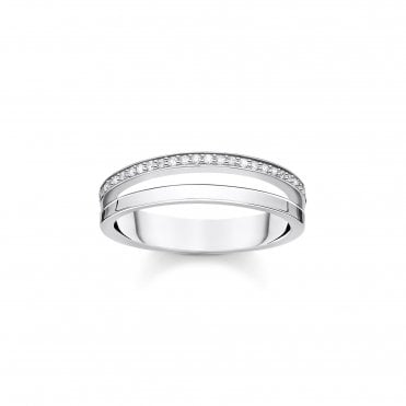 Silver White Stones Ring