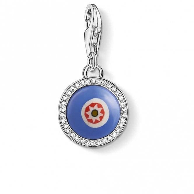 THOMAS SABO Sterling Silver Blue Glass Eye CZ Glass Charm