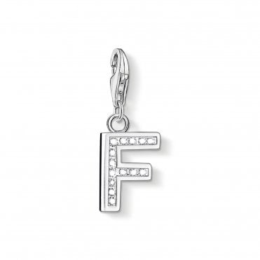 Sterling Silver & CZ Letter F Charm