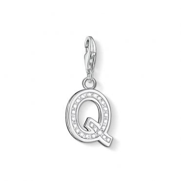 Sterling Silver & CZ Letter Q Charm