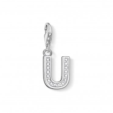 Sterling Silver & CZ Letter U Charm