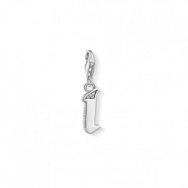 Sterling Silver & CZ Vintage I Letter Charm