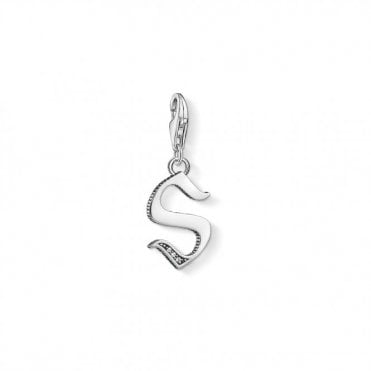 Sterling Silver & CZ Vintage S Letter Charm