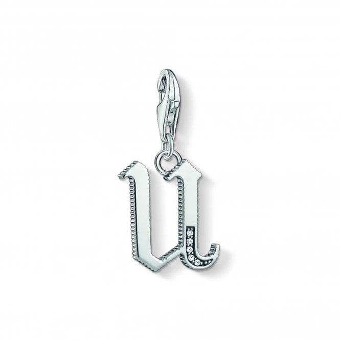 THOMAS SABO Sterling Silver & CZ Vintage U Letter Charm