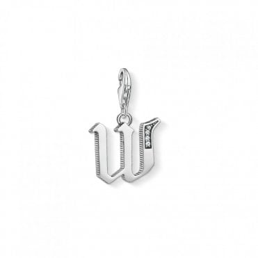 Sterling Silver & CZ Vintage W Letter Charm