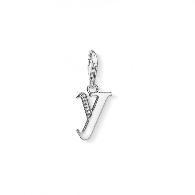 THOMAS SABO Sterling Silver & CZ Vintage Y Letter Charm