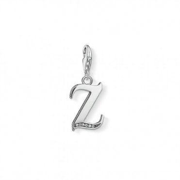 Sterling Silver & CZ Vintage Z Letter Charm