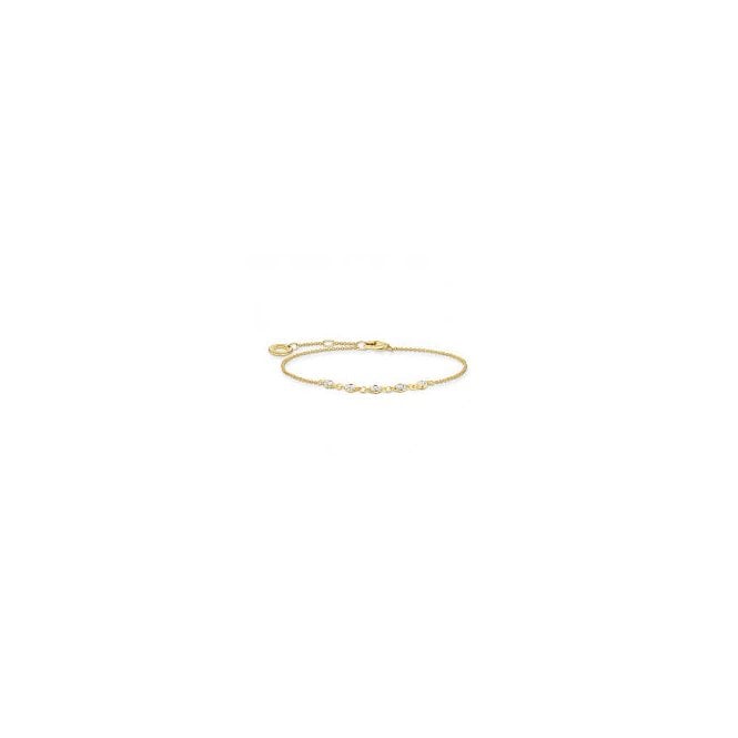 THOMAS SABO Sterling Silver Gold Plate CZ Stone Bracelet