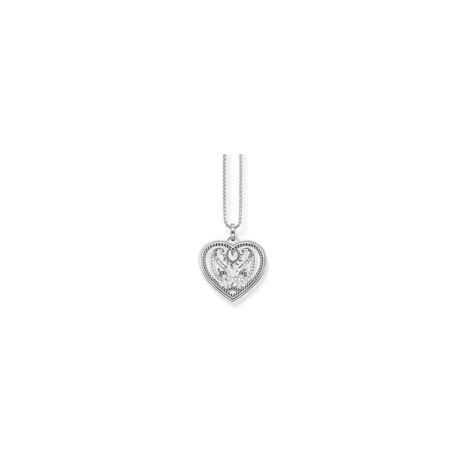 THOMAS SABO Sterling Silver Paisley Print Heart Necklace