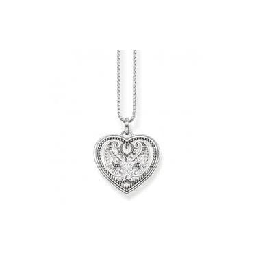 Sterling Silver Paisley Print Heart Necklace