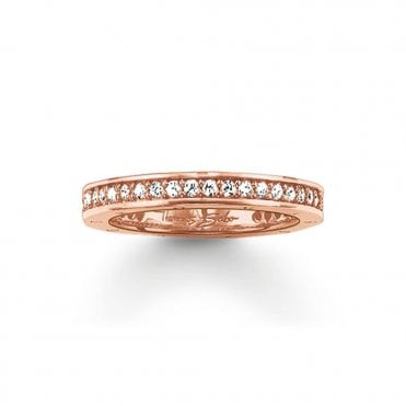 Sterling Silver Rose Gold CZ Full Eternity Ring