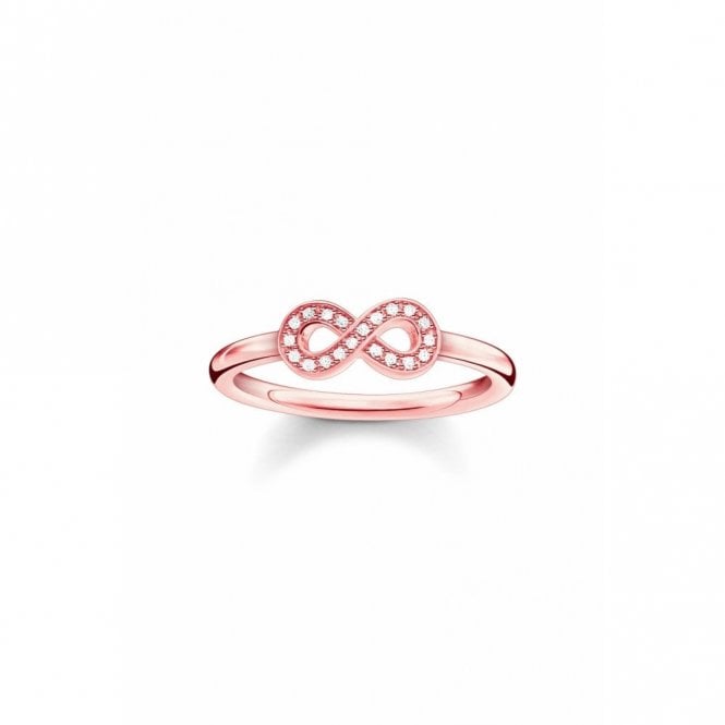 THOMAS SABO Sterling Silver Rose Gold Plated Diamond Set Infinity Ring