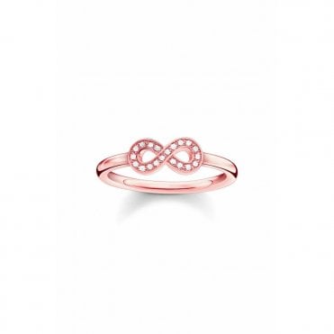 Sterling Silver Rose Gold Plated Diamond Set Infinity Ring