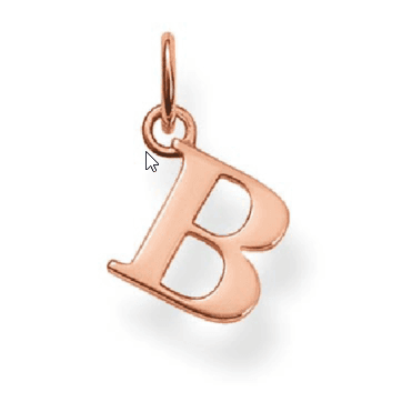 Sterling Silver Rose Gold Plated Letter B Pendant