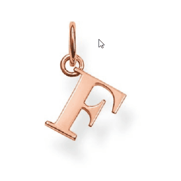 Sterling Silver Rose Gold Plated Letter F Pendant