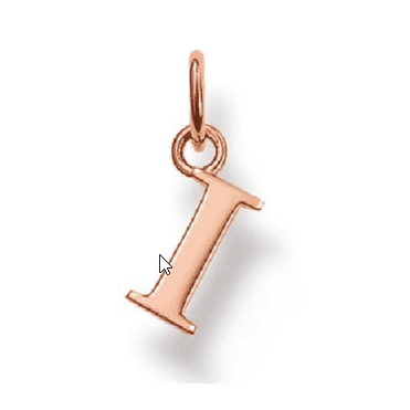 Sterling Silver Rose Gold Plated Letter I Pendant