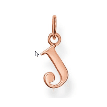 Sterling Silver Rose Gold Plated Letter J Pendant