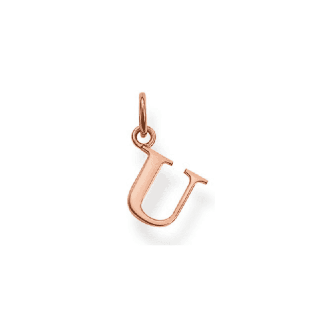 THOMAS SABO Sterling Silver Rose Gold Plated Letter U Pendant