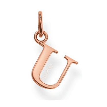 Sterling Silver Rose Gold Plated Letter U Pendant