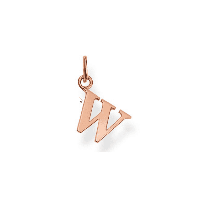 THOMAS SABO Sterling Silver Rose Gold Plated Letter W Pendant