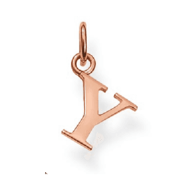 Sterling Silver Rose Gold Plated Letter Y Pendant
