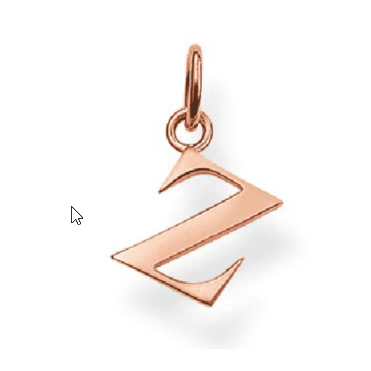 Sterling Silver Rose Gold Plated Letter Z Pendant