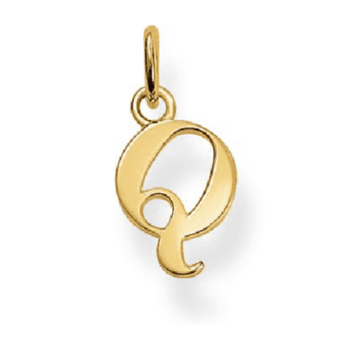 Sterling Silver Yellow Gold Plated Letter Q Pendant
