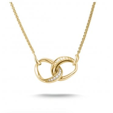 Together Gold Plated Necklace with White Zirconia