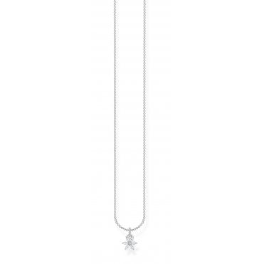 White CZ Flower Silver Necklace
