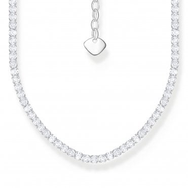 White Stone Silver Necklace