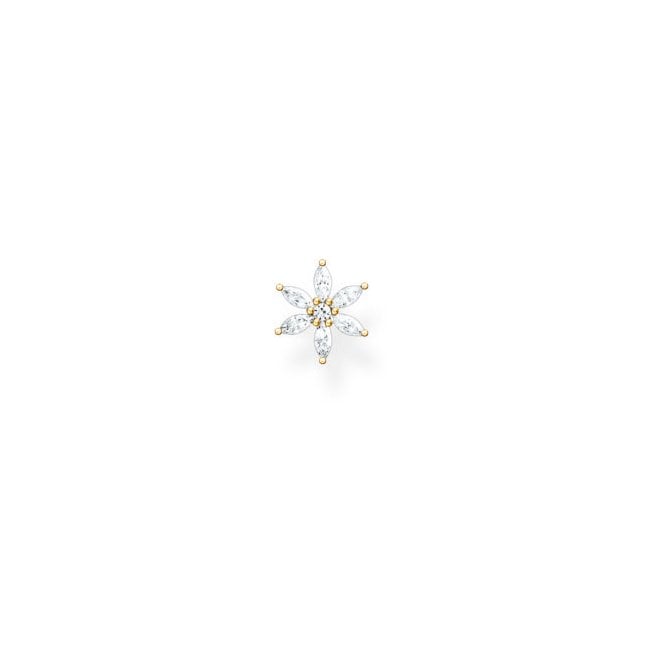 THOMAS SABO Yellow Gold Plated CZ Flower Stud Earrings