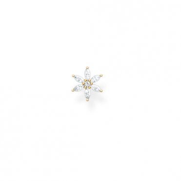 Yellow Gold Plated CZ Flower Stud Earrings