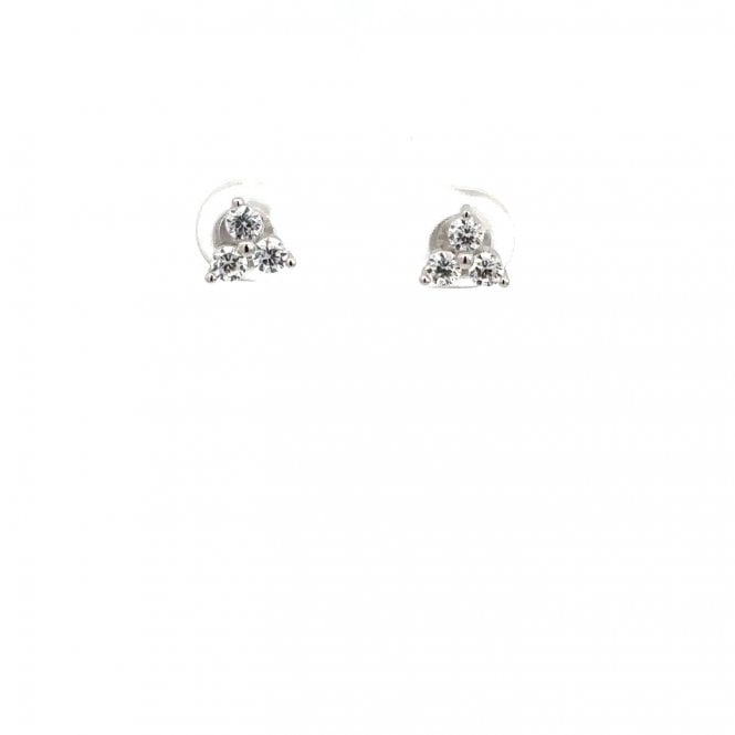 WILCOX & CARTER SILVER Silver & cubic zirconia trefoil stud earrings