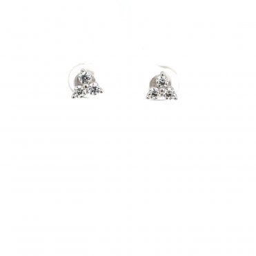 Silver & cubic zirconia trefoil stud earrings
