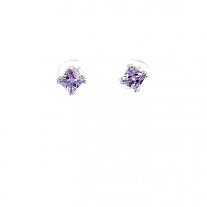 WILCOX & CARTER SILVER Silver four claw lilac cubic zirconia stud earrings